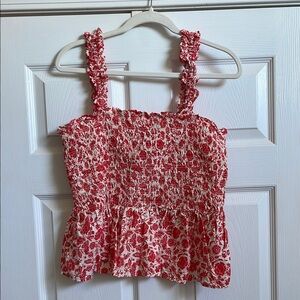 Floral Smocked Red Top